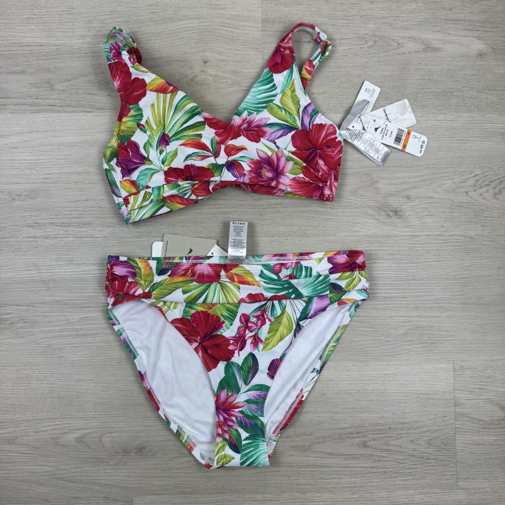 Tommy Bahama Island Cays Fiesta 2 Piece Bikini Set Top Size Small Bottoms Medium